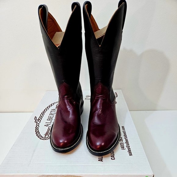 8. Cowboy Boots by Alberta Boots Co. Burgundy Kangaroo. Size 5.5 D. NIB - Picture 1 of 10